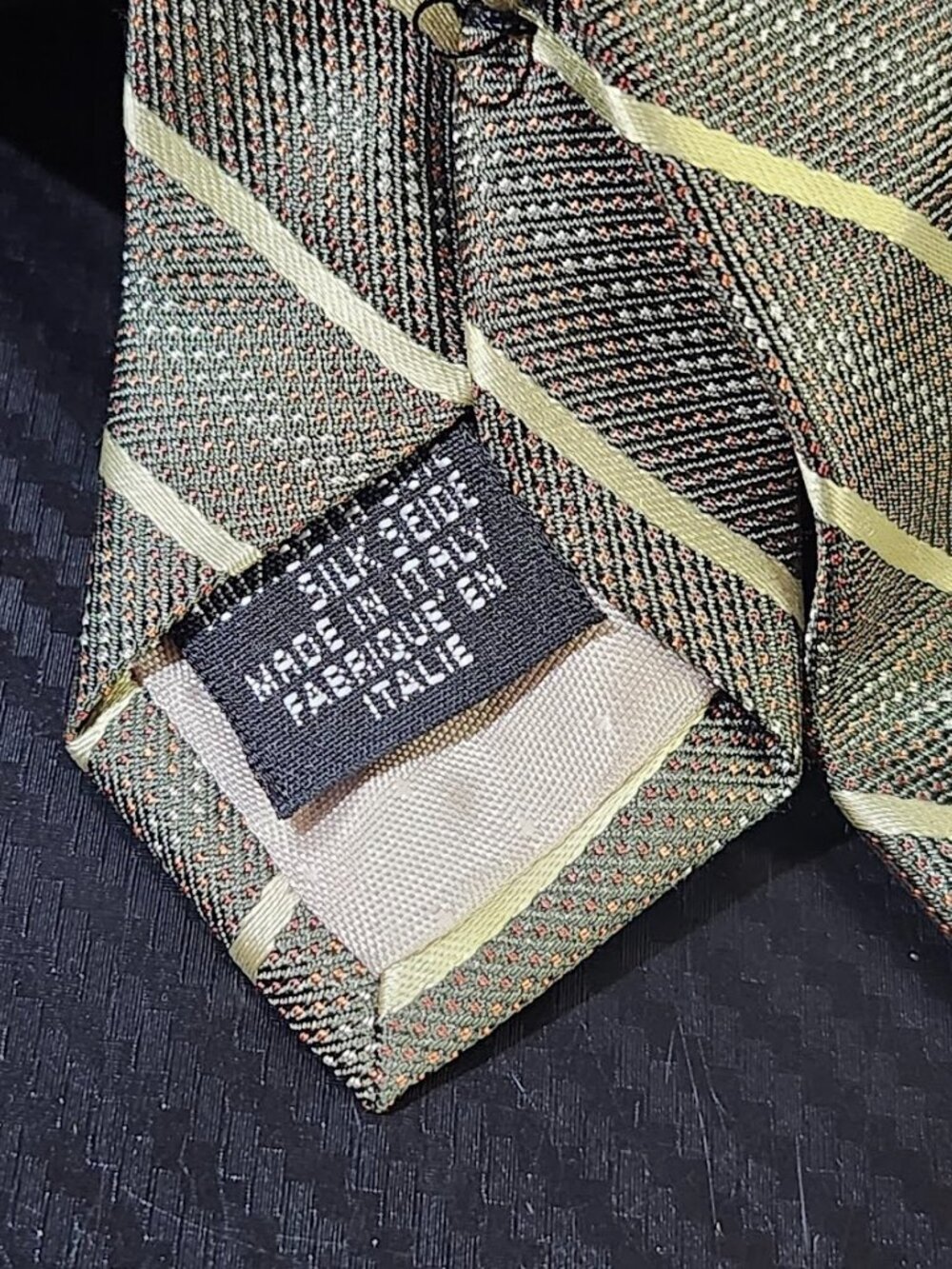 Pavone Light Brown Diagonal Striped 100% Silk Tie Made In Italy - Picture 5 of 5
